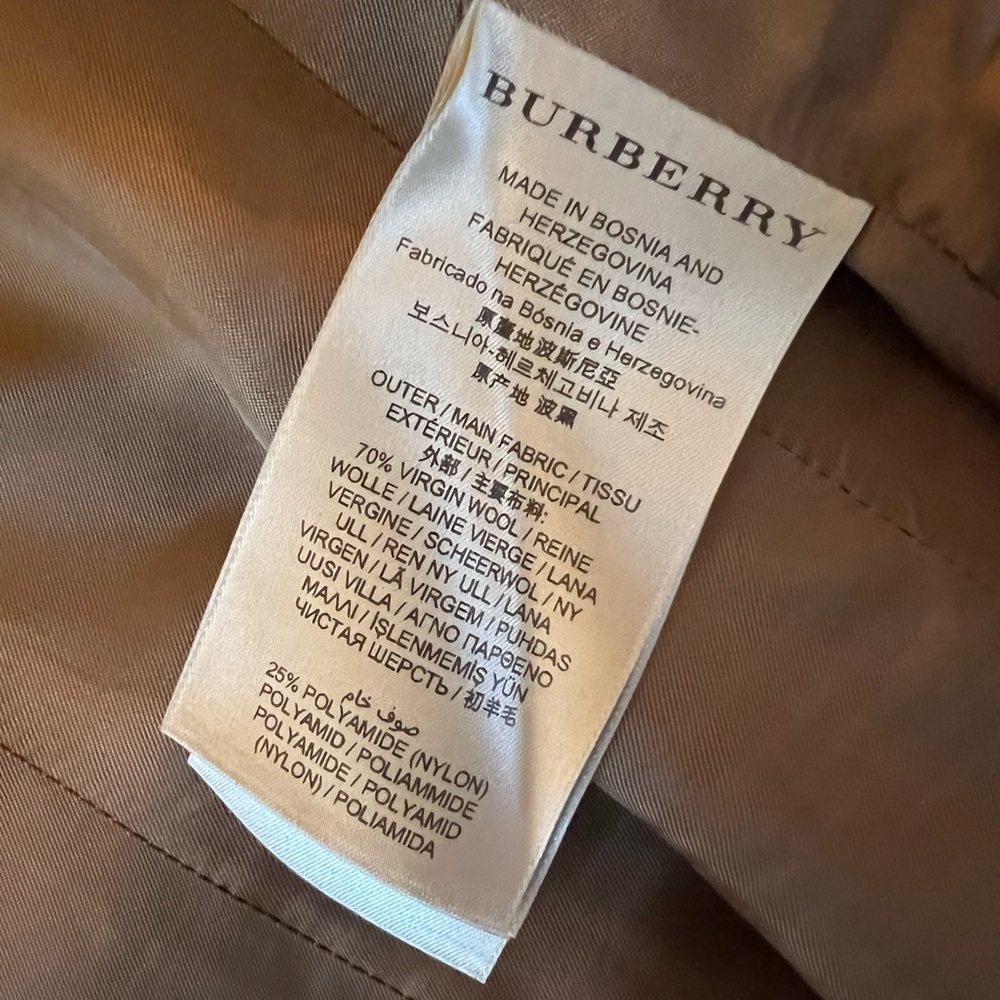 Burberry Camel Tan Wool Trench Coat with Brown Fur Collar - Picture 5 of 8